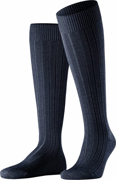 FALKE Teppich im Schuh lang eenkleurig wol kniekousen heren blauw - maat 39-40