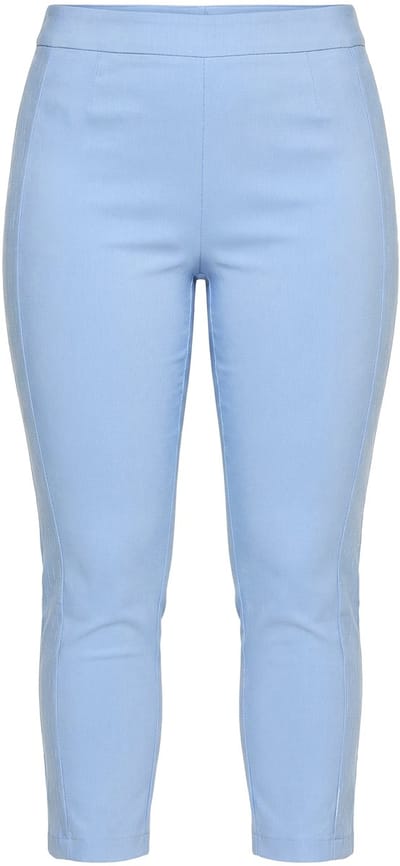 MIAMODA - Dames - Bengaline broek elastische Slim Fit metallic print - Ochtend blauw - Maat 42