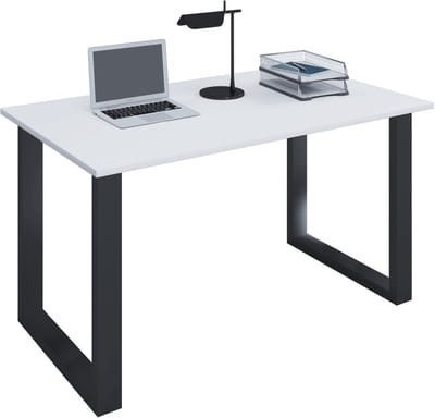VCM Schreibtisch, 160 x 80 cm, Computertisch mit Metallgestell, Bürotisch für Homeoffice und Arbeitszimmer - Lona U