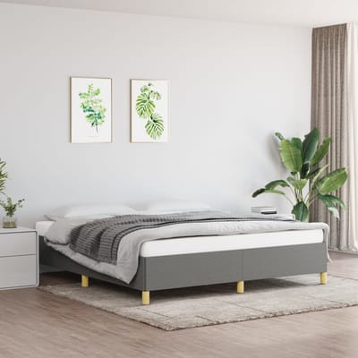 vidaXL - Bedframe - zonder - matras - stof - donkergrijs - 160x200 - cm