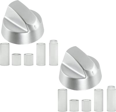 Oven Knop - Fornuis Bedieningsknop - Apparaat Repareren - Inclusief Adapter - 2 Stuks - Zilver
