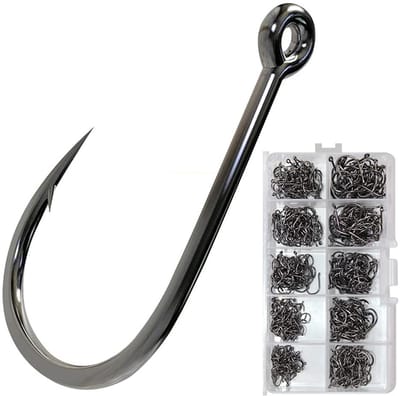 Dailygoody - Roestvrij Staal Vishaken - Zoutwater Haken - Super Sharp - Maat 2 -12 - Gesmeed Lange Schacht - Extra Sterke Metalen Vishaken - 500 stuks