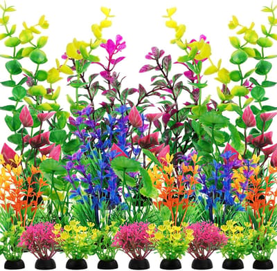 Dailygoods- Kunstplanten 25 Stuks - Aquariumdecoratie - Kunststof Planten - Kleurrijk - Onderhoudsarm - Natuurlijke Uiterstraling - Aquariumplanten