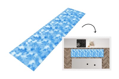 Keukenloper - Loper keuken - Waterverf - Abstract - Blauw - Patronen - 200x50 cm - Keukenloper vinyl