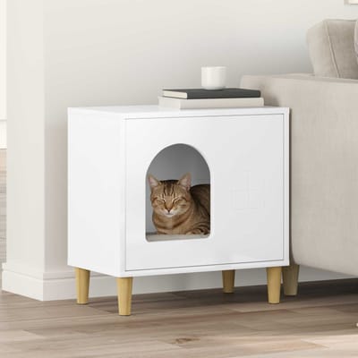 vidaXL Kattenhuis Glanzend Wit 51 x 30 x 52 cm Bewerkt hout