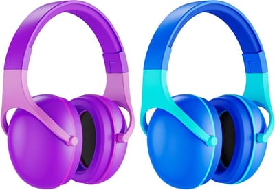 Comfortabele en verstelbare geluidsisolerende koptelefoon voor kinderen van 2-10 jaar - ideaal voor concerten, vliegtuigen en motorraces - Violet Indigo