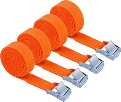 Spanbanden Set - Bevestigingsriemen Sjorbanden - Lading Zekeren - Met Klemsluiting - 4 stuks 3 meter - Oranje