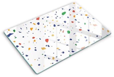 Wallfluent Glazen Snijplanken - Kleurrijk steengoed Snijplanken Glas - 80 cm x 52 cm - Wit Snijplanken van Glas - Snijplank van Glas - Glazen Snijplank Voor Keuken - Antislip Glazen Snijplank