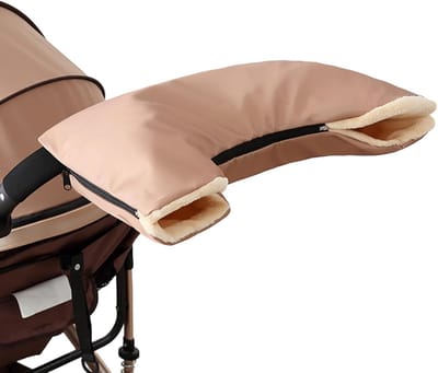 Kinderwagen Handwarmer - Wandelwagen Mof - Winterse Wandelingen - Waterdicht & Pluche Gevoerd - 56 cm Lengte - Kaki