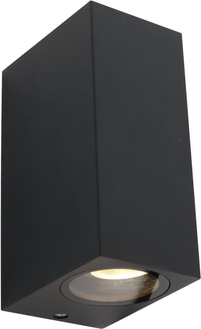 Steinhauer Buitenlampen - Wandlamp Modern - Zwart - H:15cm  - GU10 - Voor Buiten - Metaal - Wandlampen - Slaapkamer - Woonkamer
