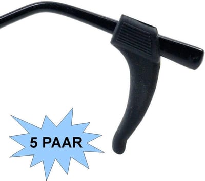 Fako Bijoux - Anti-slip Oorhaakjes - Brilhaakjes - Siliconen - Zwart - 5 Paar