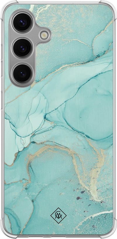 Casimoda® hoesje - Geschikt voor Samsung Galaxy S24 Plus - Marmer mint groen - Shockproof case - Extra sterk - TPU/polycarbonaat - Mint, Transparant
