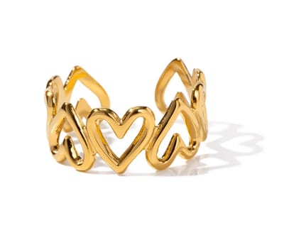 EHH BEAUTY - one size - Goudkleurige hartjes ring -Love ring - trendy 2026 - cadeau moeder/dochter