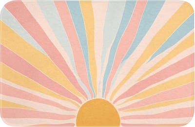 WC mat 60x40 cm - Antislip - Illustratie - Zon - Pastelkleuren - Toiletmat - Vloermat - Douchemat - Toilet tapijt - Toiletmatten