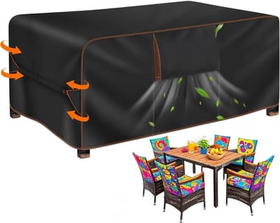Famanu – Waterdichte afdekking voor tuinmeubelen - dekzeil zwart - afmetingen 180 x 120 x 74 cm - duurzaam materiaal - beschermt tuinmeubelen tegen regen - zonlicht en vuil - eenvoudig te plaatsen