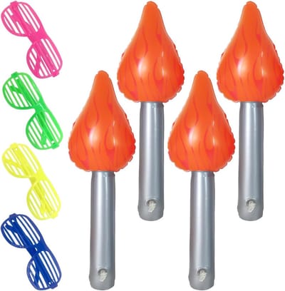 Set van 4 Opblaasbare Fakkels met 4 Holle Glazen, Grappige Accessoires voor Feesten en Competities