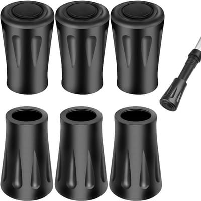 6 Stuks Rubber Tips voor Wandelstokken - Bescherming voor Trekkingstokken, Vervangende Einde, Antislip en Duurzaam