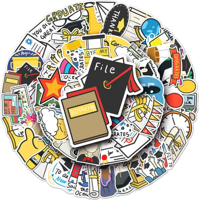 Geslaagd Stickers - 50 stuks stickers voor Scholieren - Examen gehaald feest - Laptopstickers - Verwijderbaar en kleurvast