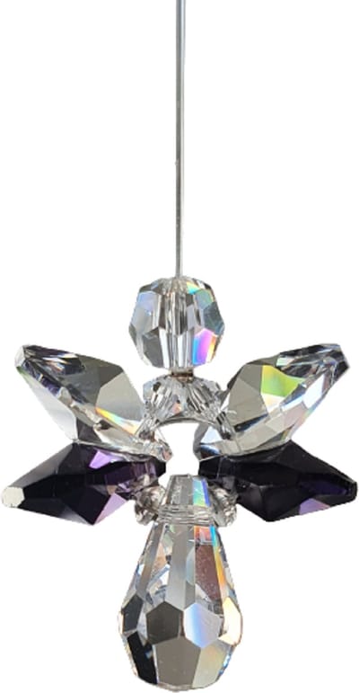Geluksengel Aubergine Raamhanger, gemaakt met o.a. Swarovski Kristallen (32% volloodkristal) Suncatcher, beschermengel, Engeltje, kristal, kerstengel, kerst, kerstdecoratie, Raamdecoratie, cadeau, woondecoratie, raamkristal, kerstpakket, hanger