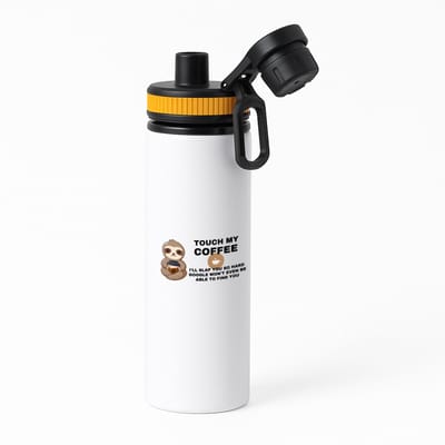 Hacebo® - Koffie waterfles met draaidop oranje - Koffie - Koffieliefhebber cadeau - Leuke cadeau - met opdruk - Coffee gift - verslaafd aan koffie - collega cadeau - water fles - 850ML