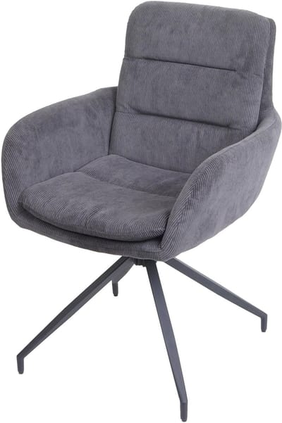 Eetkamerstoel MCW-K32, keukenstoel fauteuil stoel, draaibare auto positie, stof MVG ~ Cord grijs