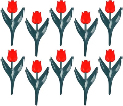 Tuinrand 10 stuks - Bloemvormig decoratief - Tuinranden creëren - In elkaar grijpend ontwerp - 30x25 cm - Rood