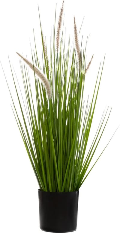 Atmosphera siergras kunstplant - grasplant sprieten - donkergroen - H70 cm - in pot - pvc - kunstplanten binnen - helmgras