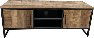 Deco4yourhome® - TV Dressoir - Tv Meubel Tv Kast- Mangohout - Staal - Industrieel - 130cm