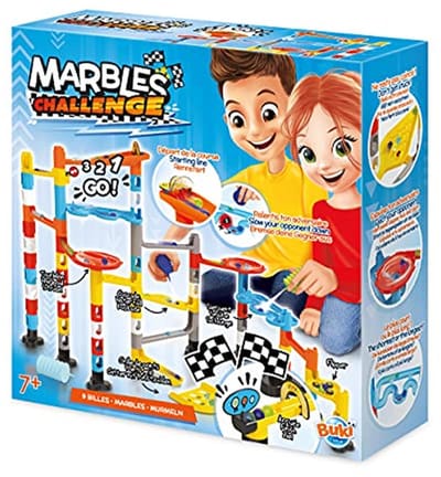Knikkerbaan Uitdaging - Race Baan - Spelenderwijs Leren - Inclusief Blaasbalg - 33 x 33 cm - Multicolor
