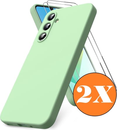 Hoesje geschikt voor Samsung Galaxy A16 Hoesje siliconen Groen zacht siliconen hoesje TPU - met Samsung A16 Screenprotector - 2 stuks