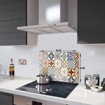 Tegelpatroon Tempered Glas Spatbescherming Voor Achter de Kookplaat 40cm x 60cm