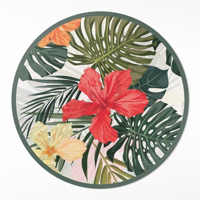 Wallfluent Vinyl Tapijt - Tropische Hawaiiaanse Bloemen Binnen Tapijt - 50 cm - Rechthoek Vinyl Vloerkleed - - Groente Vloerkleed Op Vinyl - Slaapkamertapijt - Keukentapijt