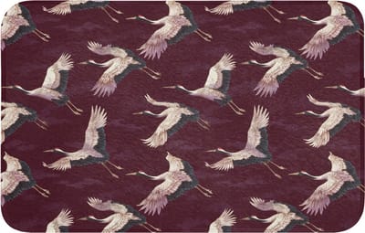 WC mat 80x50 cm - Antislip - Kraanvogels - Klassiek - Bordeaux - Toiletmat - Vloermat - Douchemat - Toilet tapijt - Toiletmatten