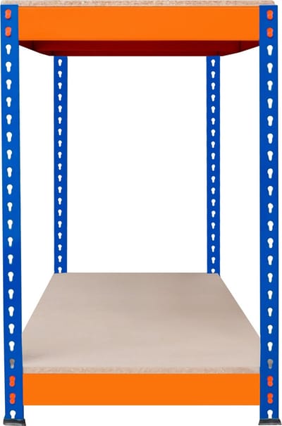 Werkbank met 2 planken s-rax - blauw/oranje - 90x60x90cm - 600kg max