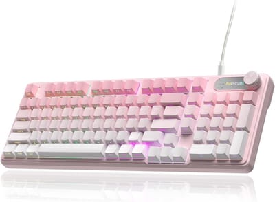 Furycube IP98 PRO - Mechanisch-Feeling Gaming Toetsenbord - 98 Toetsen - RGB Verlichting - Draadloos & Bedraad - 5000mAh Batterij - Roze