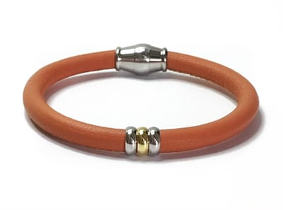 NIEUW! Jolla - dames armband zilver - leer - magneetsluiting - bedels - tweekleurig - Single Ladies - Peach