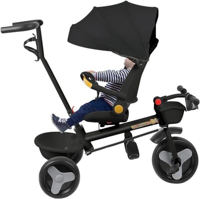 Babydriewieler - Kinderfiets - Kind Vervoeren - 360 graden draaibare zitting - 81 x 60 x 95 cm - Zwart