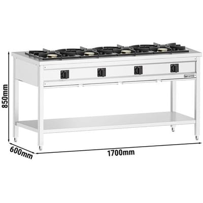 GGM Gastro Gasherd - 34 kW - 4 Brenner - offen mit Grundboden & Auffangschublade