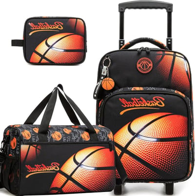 Kinderkoffer Set - Reiskoffer Toilettas - Reizen Vervoeren - Inclusief Toilettas - 41 x 30 x 10 cm - Basketbal