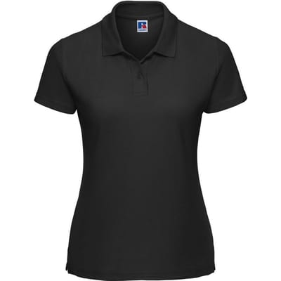 Russell Dames/Dames Klassiek Effen Poloshirt van Polycotton (Zwart)