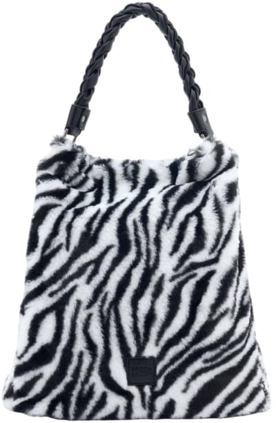 FREDsBRUDER Leren schoudertas Furry Friend Hobo Bag Zebra zwart wit