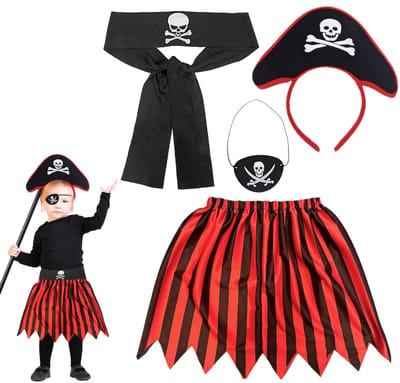 Piraten Kostuum voor Kinderen - Tutu Rok, Skeletriem & Ooglapje - 3-8 Jaar