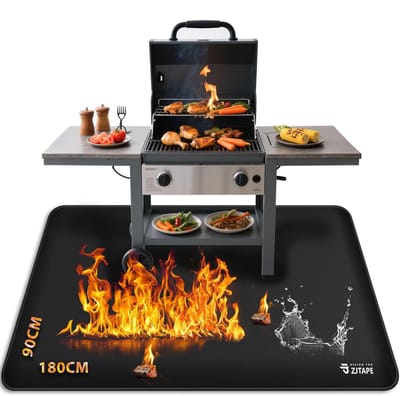 Thijox - Vuurvaste Onderlegger Hittebestendig Grillonderlegger 180x90cm - Opvouwbaar Siliconen Glasvezel Vloerbescherming voor BBQ, Open Haard, Vloer