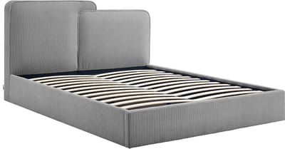 Vente-unique Bed met opbergruimte stof grijs 160 x 200 cm