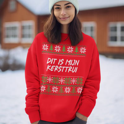 Foute Kersttrui - Kleur Rood - Dit Is Mijn Kersttrui - Maat M - Uniseks Pasvorm - Kerstkleding voor Dames & Heren