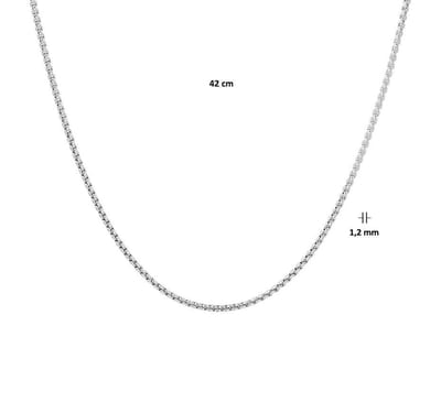 YO&NO - Ketting - Zilver - Venetiaans bol -  1,2 mm -  42 cm - Gerhodineerd - Zilver 925