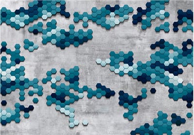 Fotobehangkoning - Behang - Vliesbehang - Fotobehang Mozaiek Hexagon - Sea puzzle - 400 x 280 cm