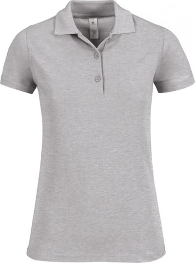 Polo Dames M B&C Kraag met knopen Korte mouw Heather Grey 90% Katoen, 10% Viscose