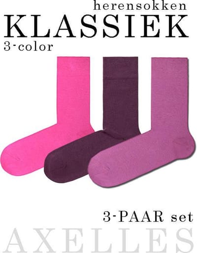 Klassieke herensokken felle kleuren, 3-paar geschenkset, maat 42/43 (27).