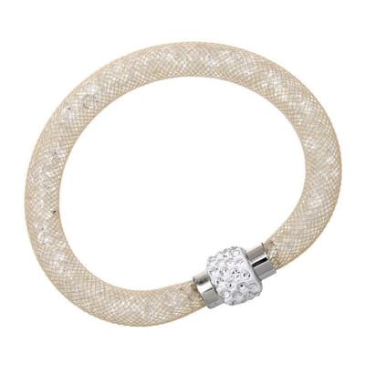 Fako Bijoux® - Armband - Sterrenstof Disco Dots - Beige/Wit